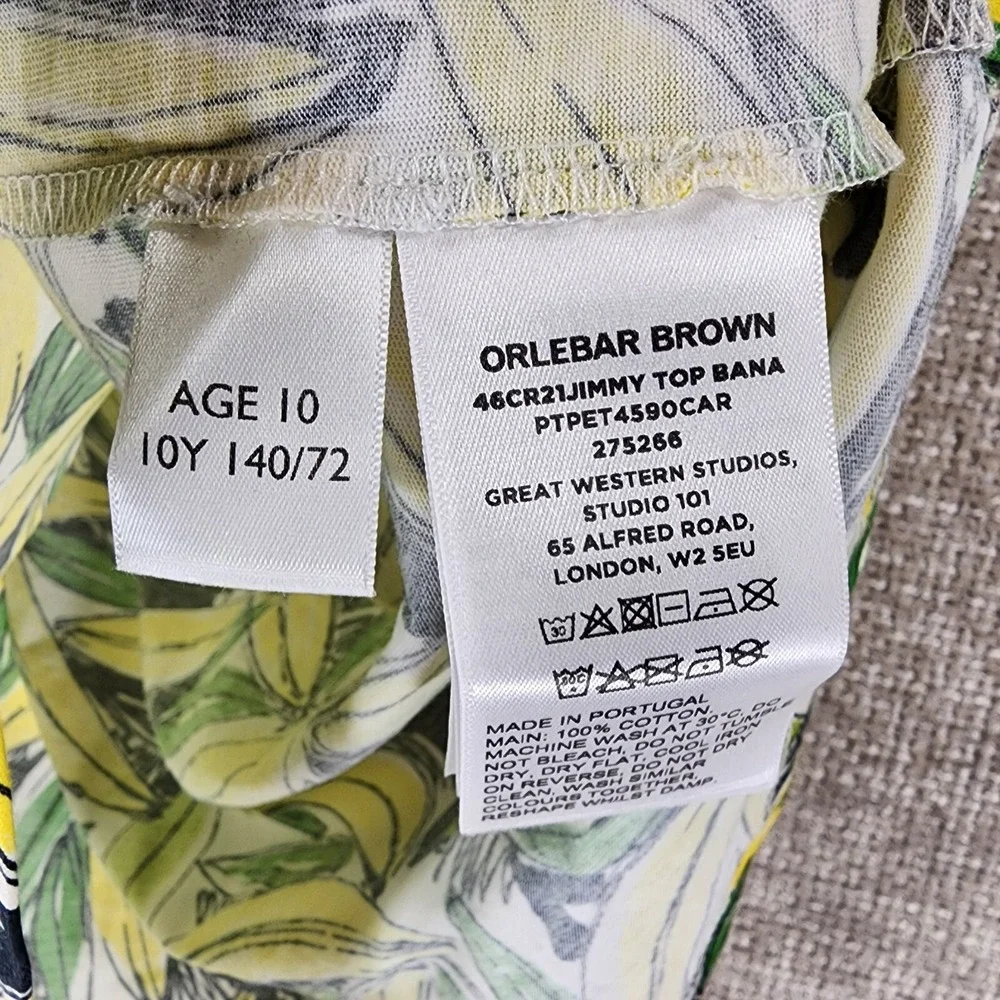 Orlebar Brown Jimmy‎ Top Banana Shirt Kids Age 10 Yellow Green 100% Cotton NEW